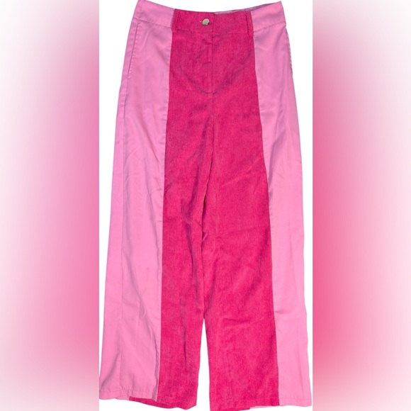 SHEIN Pink Colorblock Corduroy Flare Pants Size M - Picture 7 of 8
